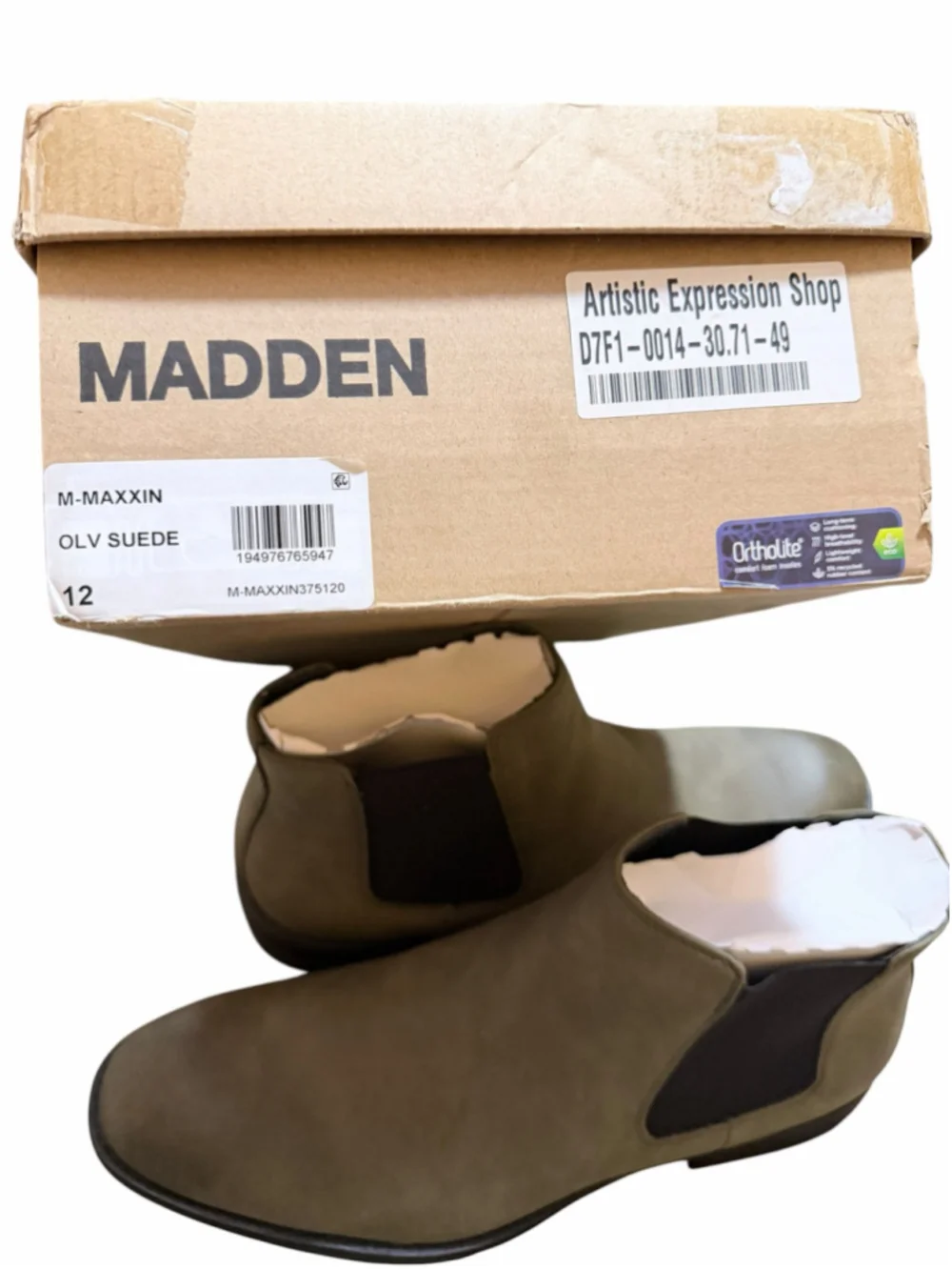 Men's Madden Olive Suede Chelsea Boots Size 12